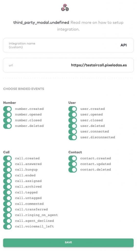 aircall api y webhook