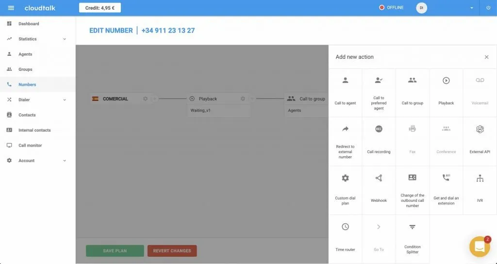 cloudtalk configuración de flujos de llamadas