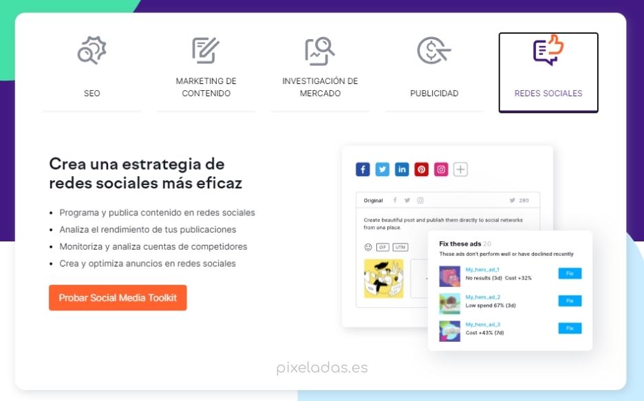 Crea un estrategia eficaz en las redes sociales usando Semrush