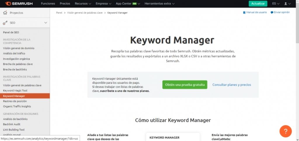 keyword manager Semrush | Review 2022