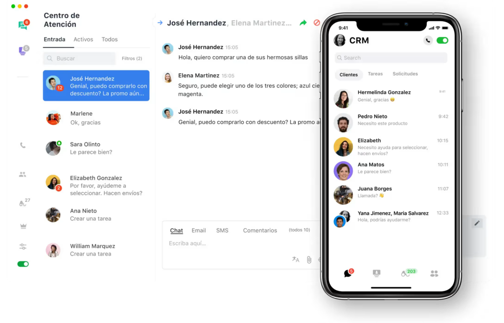 Uno de los mayores dolores de cabeza en la atención digital es gestionar múltiples plataformas a la vez: mensajes por Instagram, consultas por WhatsApp, correos, chats desde la web. Cada uno con su lógica y en su aplicación separada. Jivochat elimina esa fragmentación.