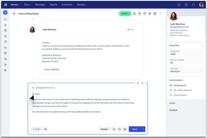 Funciones principales de Help Scout